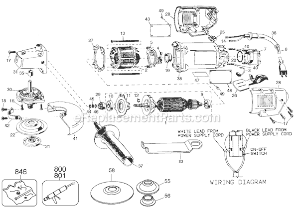 Page A Diagram and Parts List for MT6147 Type 100 Black and Decker Angle Grinder